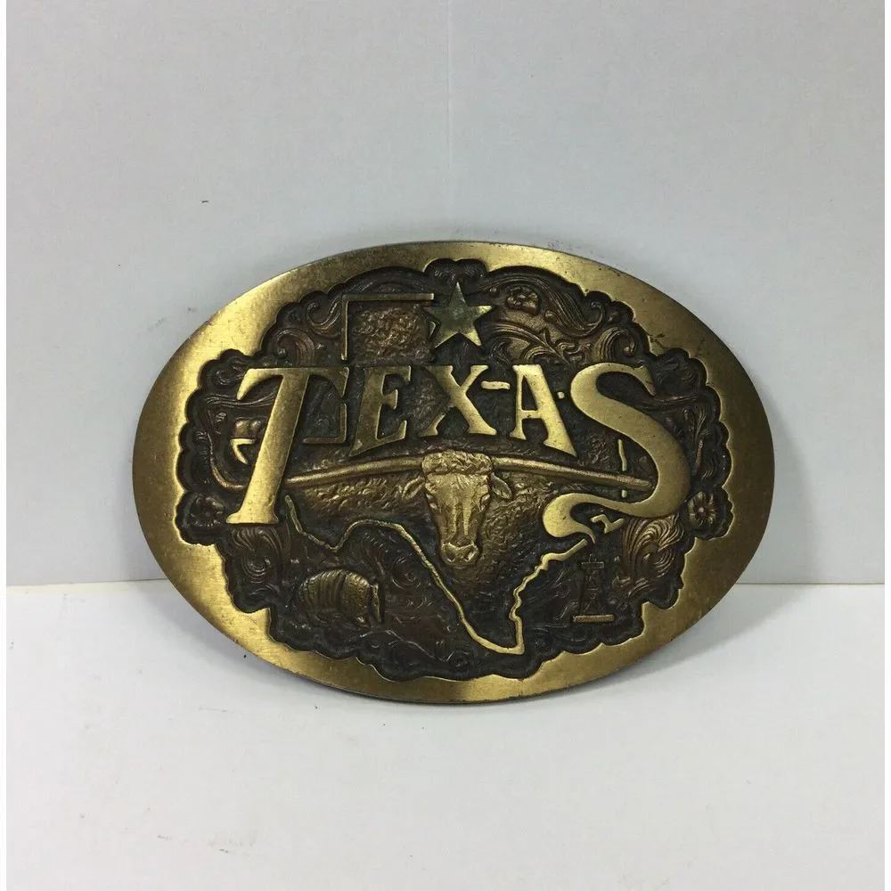 Vintage Texas Belt Buckle Longhorn‎ Solid Bronze High Mesa Albuquerque NM